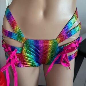 Rainbow Strappy Women's Shorts,NWT, Size XXS